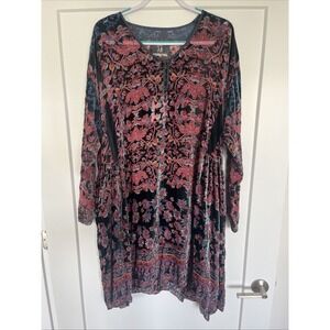 NWT Johnny Was Pete & Greta Betimo Velvet Burnout Tunic Dress XL w/ Slip